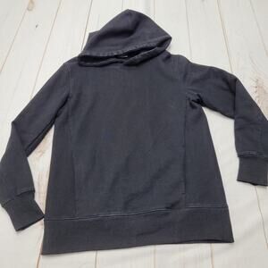 ESNTLS black embroidered heavyweight cotton hoodie sweatshirt